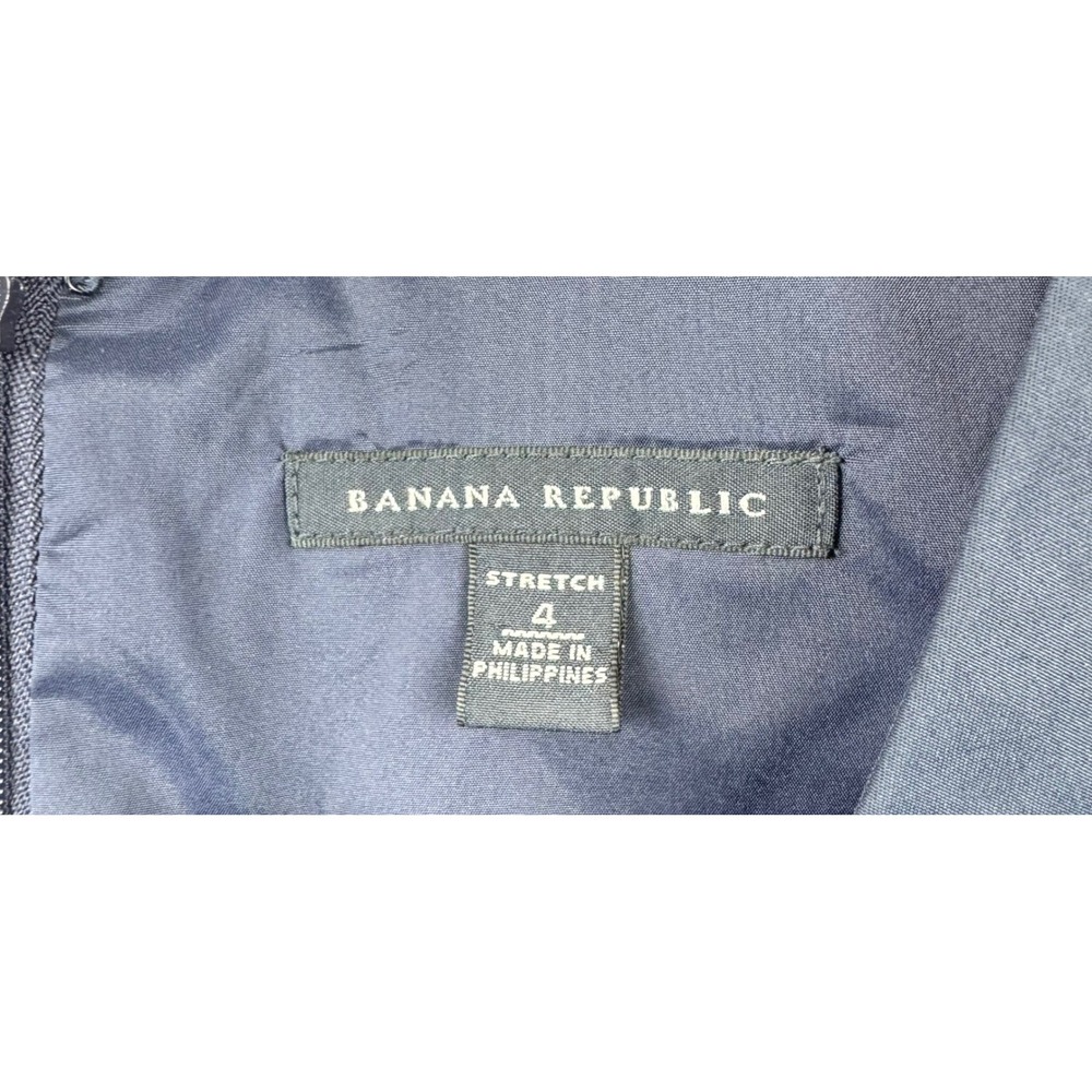 Banana Republic Sheath Dress Womens 4 Navy Blue V-Neck Stretch Career Office - Picture 7 of 12